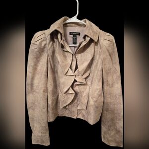 INC International Concepts Women's Beige Ruffle Jacket